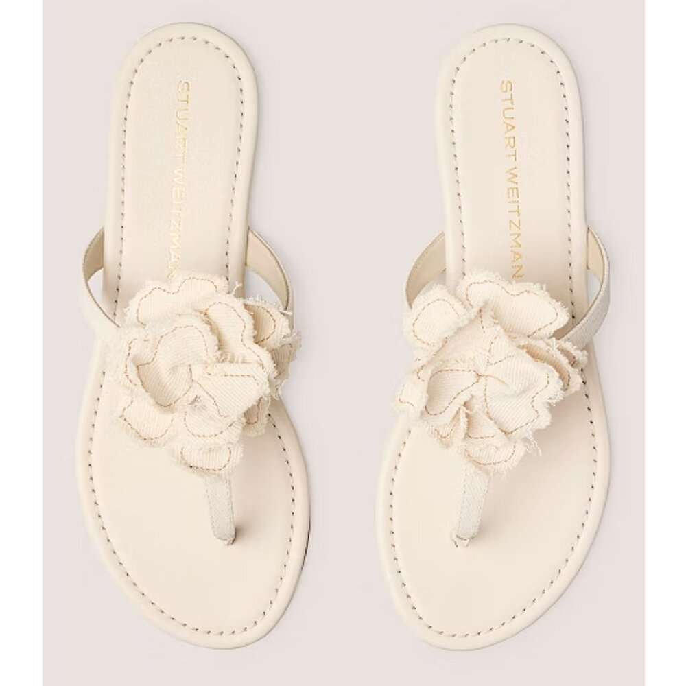 NWT Stuart Weitzman Cream RIO T-STRAP SANDAL Size 5.5 - Picture 4 of 7
